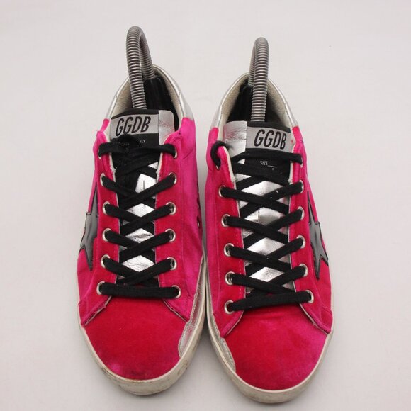 Golden Goose Superstar Women  Superstar Women\'s EU 36 Pink Velvet Black Leather Star Lace Up